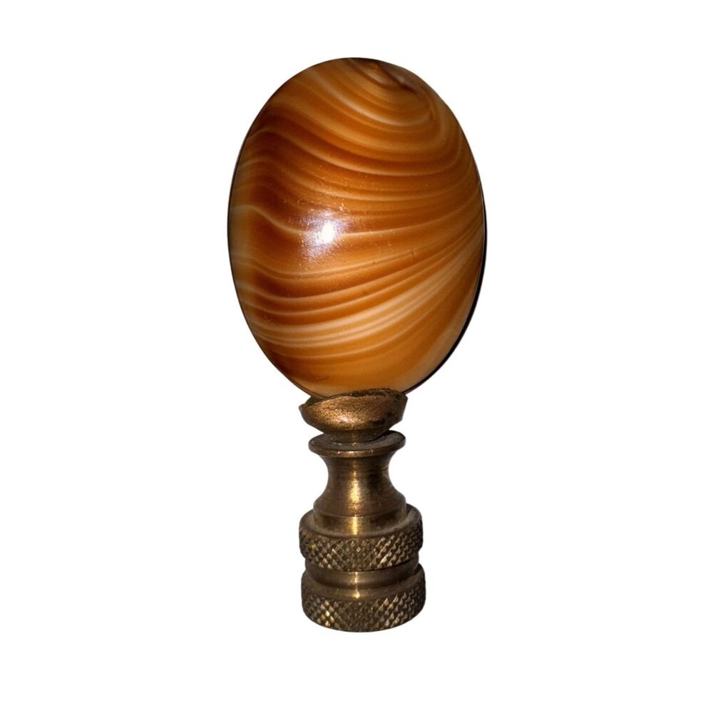 Antique Vintage Brass & Agate Finial 2 Inches